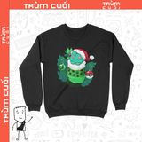  Áo Sweater Bulbasaur đáng yêu, Trùm Cuối Christmas Pokemon, Cotton 100% 2 màu nam nữ 0182 