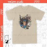  Áo thun Howl' Moving Castle -  Trùm Cuối Anime Ghibli Movie, Cotton 100% 2 màu nam nữ 0105 