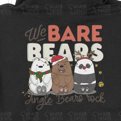  Áo hoodie Xmas We Bare Bears, Trùm Cuối Cartoon Christmas Festival , Unisex Nỉ Bông 100% 2 màu nam nữ 0383 
