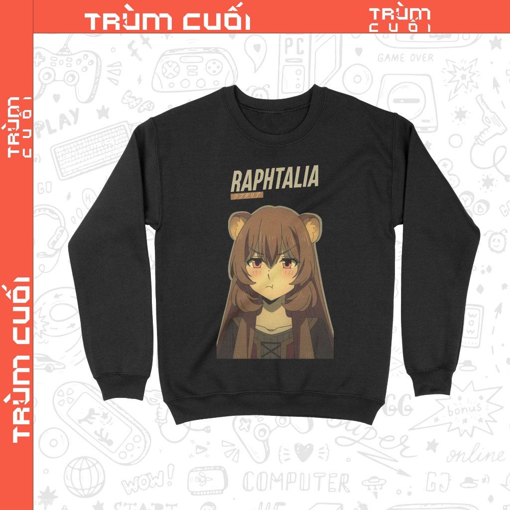  Áo Sweater Raphtalia - The Rising of the Shield Hero, Trùm Cuối Anime, Unisex Nỉ Bông 100% 2 màu nam nữ 0362 