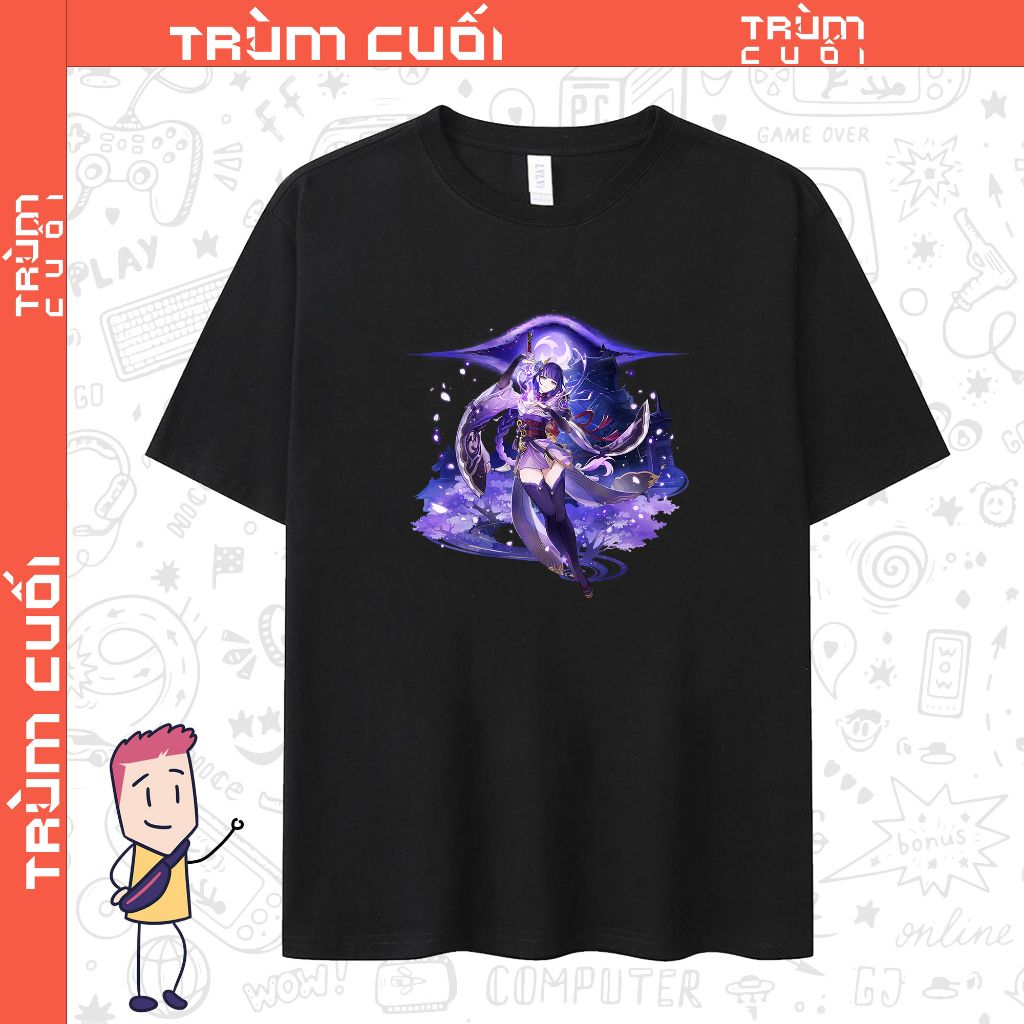  Áo thun Raiden Shogun - Ước Nguyện, Trùm Cuối Game Genshin, Unisex Cotton 100% 2 màu nam nữ 0258 