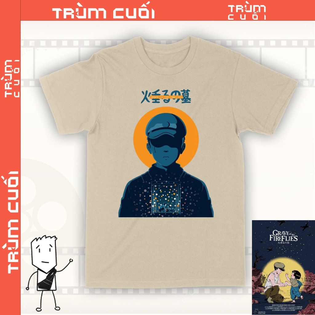  Áo thun Mộ Đom Đóm - Grave Of The Fireflies Ghibli Studios , Trùm Cuối Cine, Unisex Cotton 100% 2 màu nam nữ 0444 