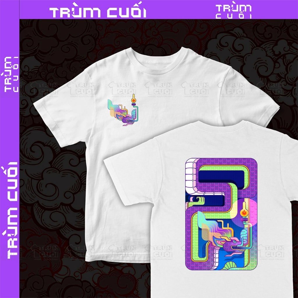  Áo thun 2 mặt Rồng Rắn Bắt Đèn, Trùm Cuối Đăng Hỏa Chi Thần 2024, Unisex Cotton 100% 2 màu nam nữ 0403 