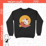  Áo Sweater Mèo Thần Tài Nằm Thảnh Thơi, Trùm Cuối TẾT 2023, Nỉ Bông 100% 2 màu nam nữ 0197 