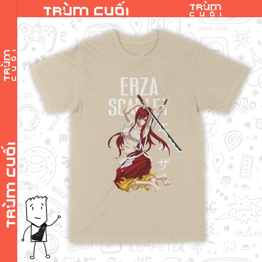  Áo thun Erza Scarlet - Fairy Tails, Trùm Cuối Anime, Unisex Cotton 100% 6 màu nam nữ 0340 