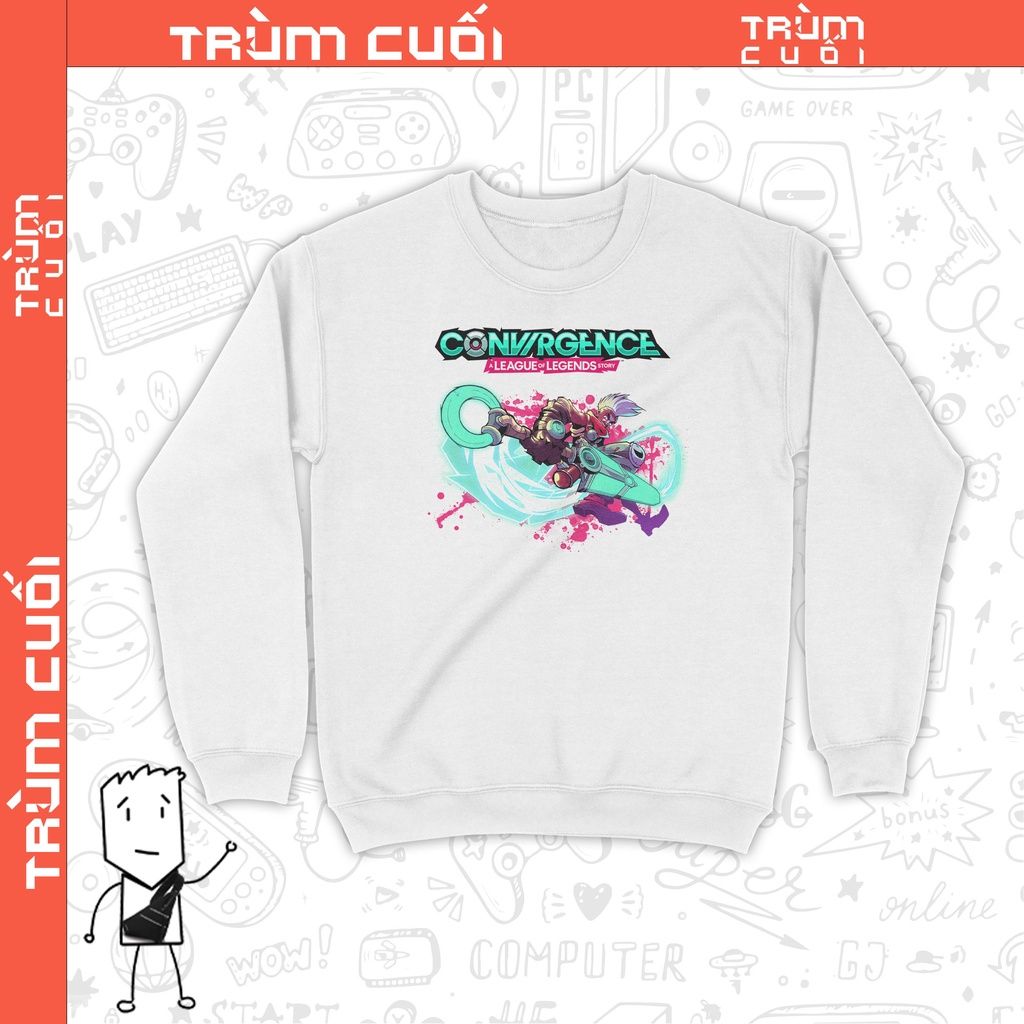  Áo Sweater Ekko/CONVERGENCE: A League of Legends Story - LMHT, Trùm Cuối Unisex Game, Nỉ Bông 100% 2 màu nam nữ 0169 