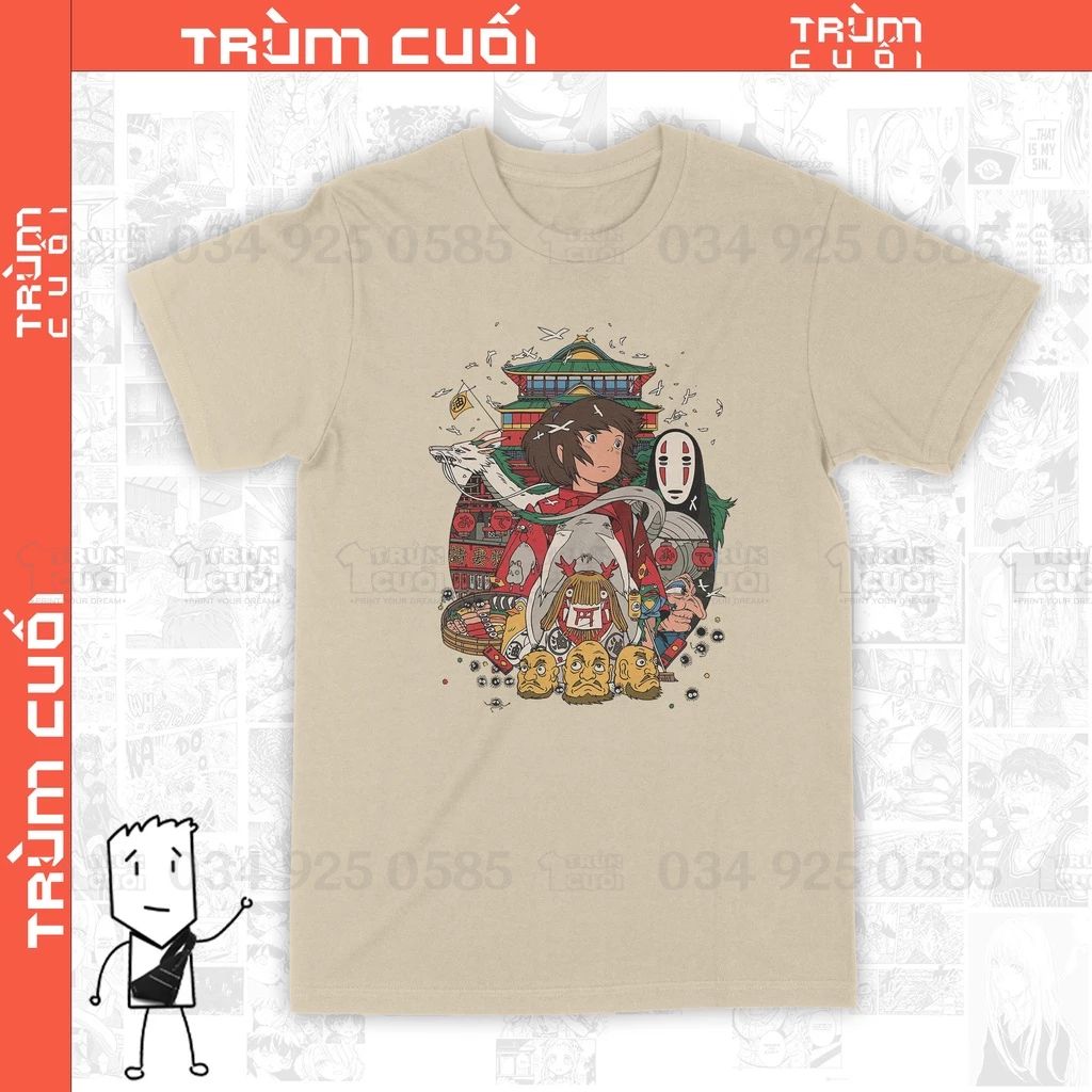  Áo thun Sprited Away - Ghibli Unisex Trùm Cuối Anime Cine, Cotton 100% 2 màu nam nữ 0104 