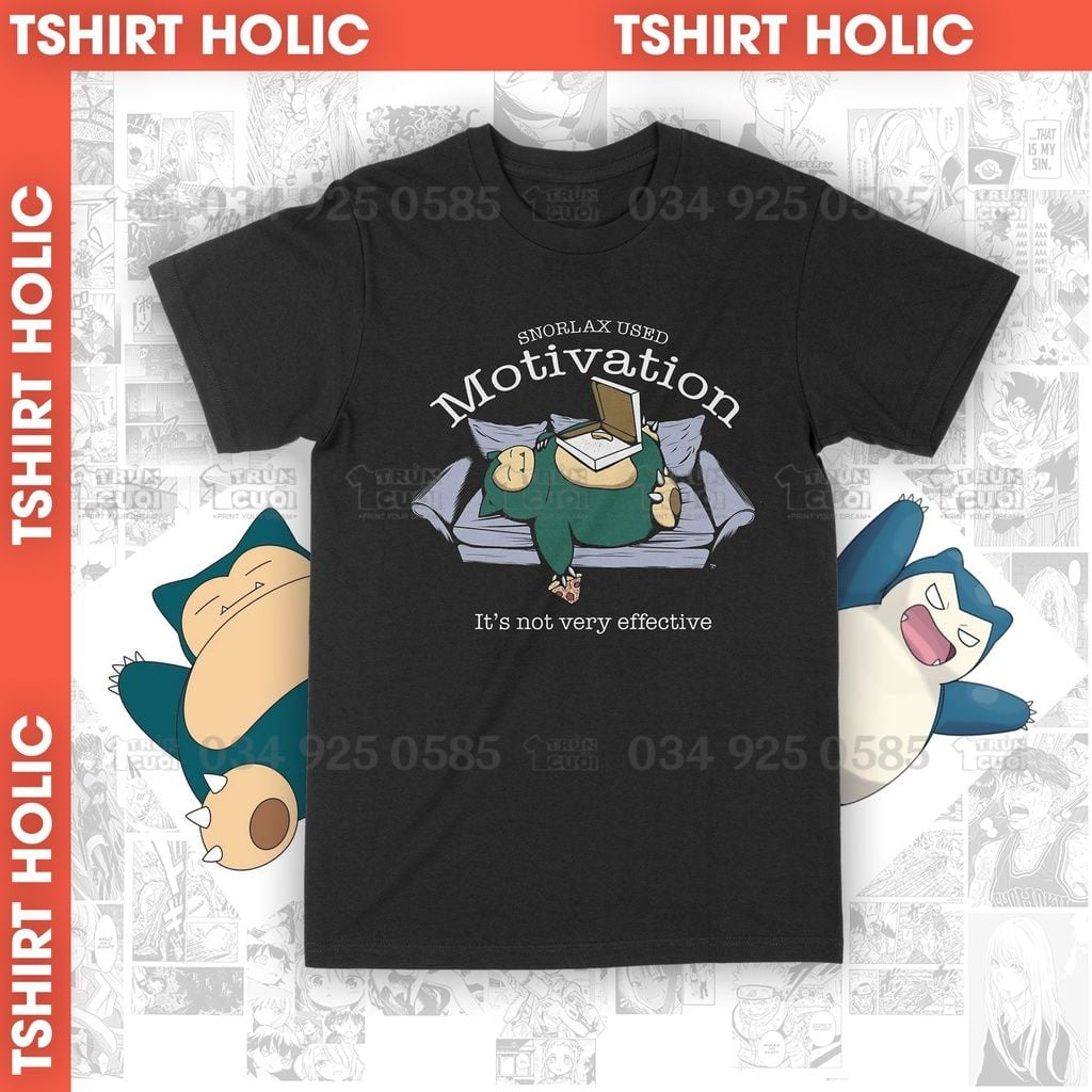  Áo thun Snorlax Chill, Trùm Cuối Anime, Unisex Cotton 100% 2 màu nam nữ 0044 