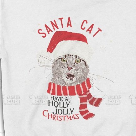  Áo Hoodie Santa Cat, Trùm Cuối Christmas Festival, Nỉ Bông 100% Unisex nam nữ 0381 