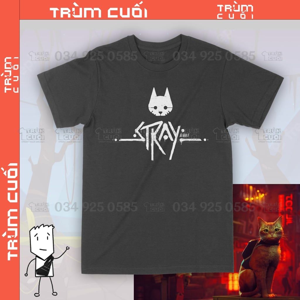  Áo thun Stray: Mèo đi lạc, Trùm Cuối Game, Unisex Cotton 100% 2 màu nam nữ 0021 