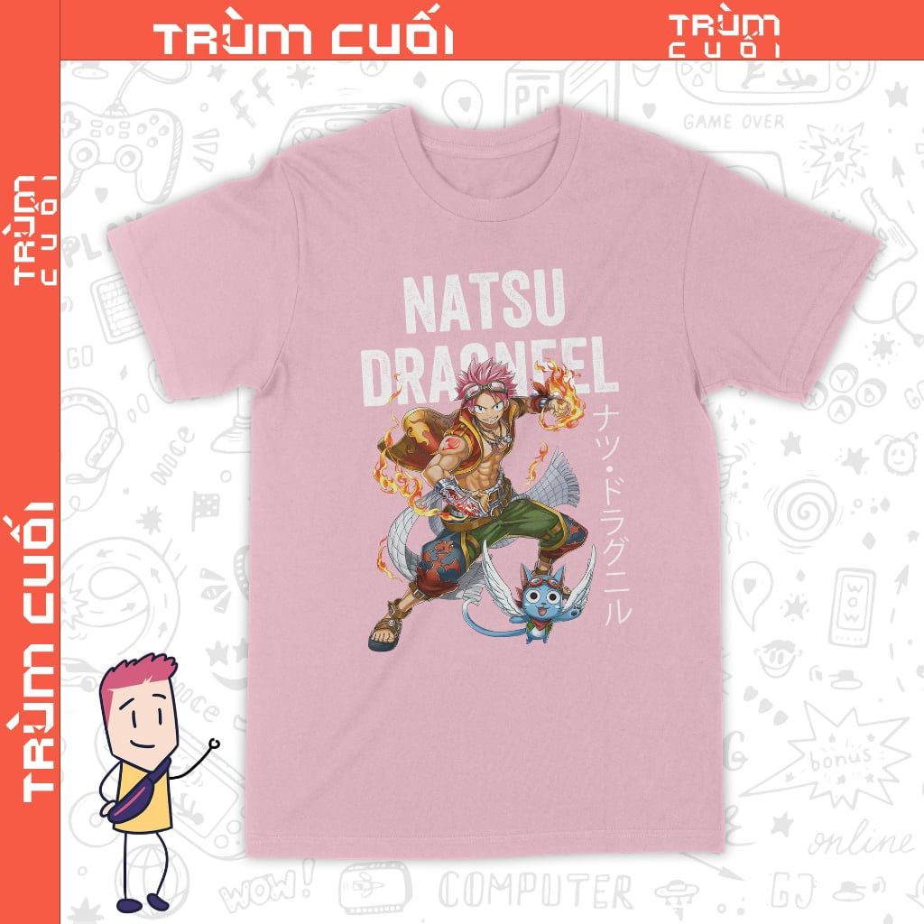  Áo thun Natsu - Fairy Tails, Trùm Cuối Anime, Unisex Cotton 100% 2 màu nam nữ 0341 
