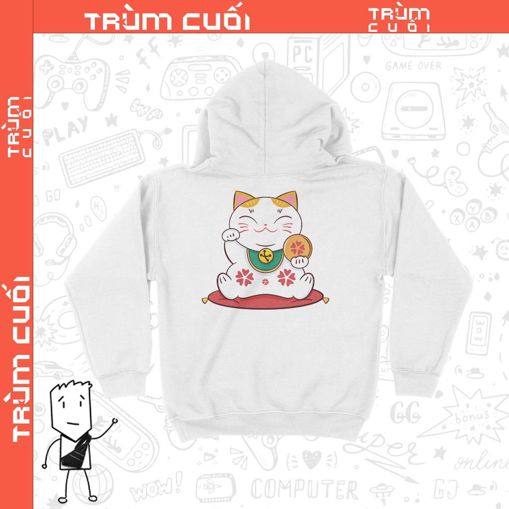  Áo hoodie Mèo Thần Tài Ngồi Chơi, Trùm Cuối 2023, Unisex Nỉ Bông 100% 2 màu nam nữ 0198 