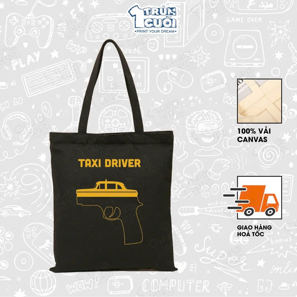  Túi Tote Cine, Trùm Cuối 2025, 100% vải Canvas 35x40 cm - Unisex Nam Nữ 2 màu đen trắng 