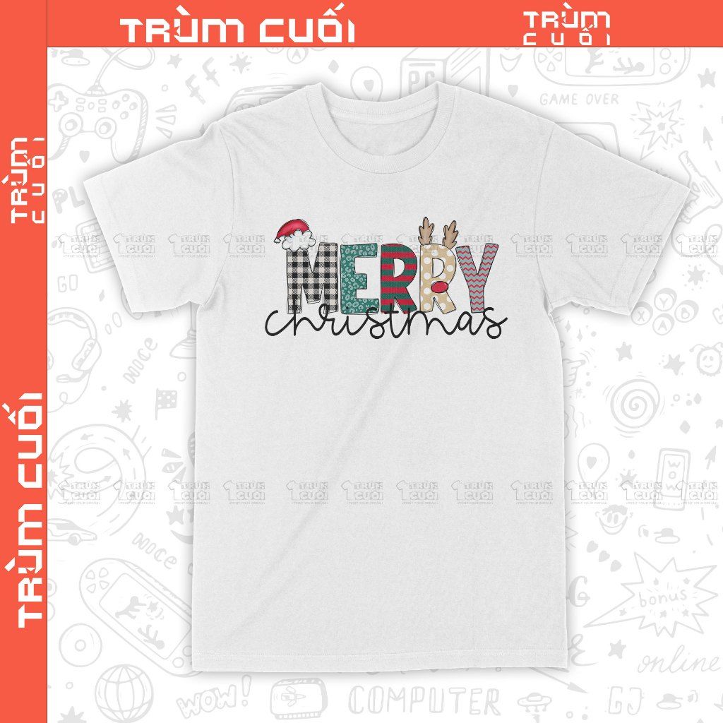  Áo thun Merry Christmas, Trùm Cuối Christmas Festival, Unisex Cotton 100% 2 màu nam nữ 0379 