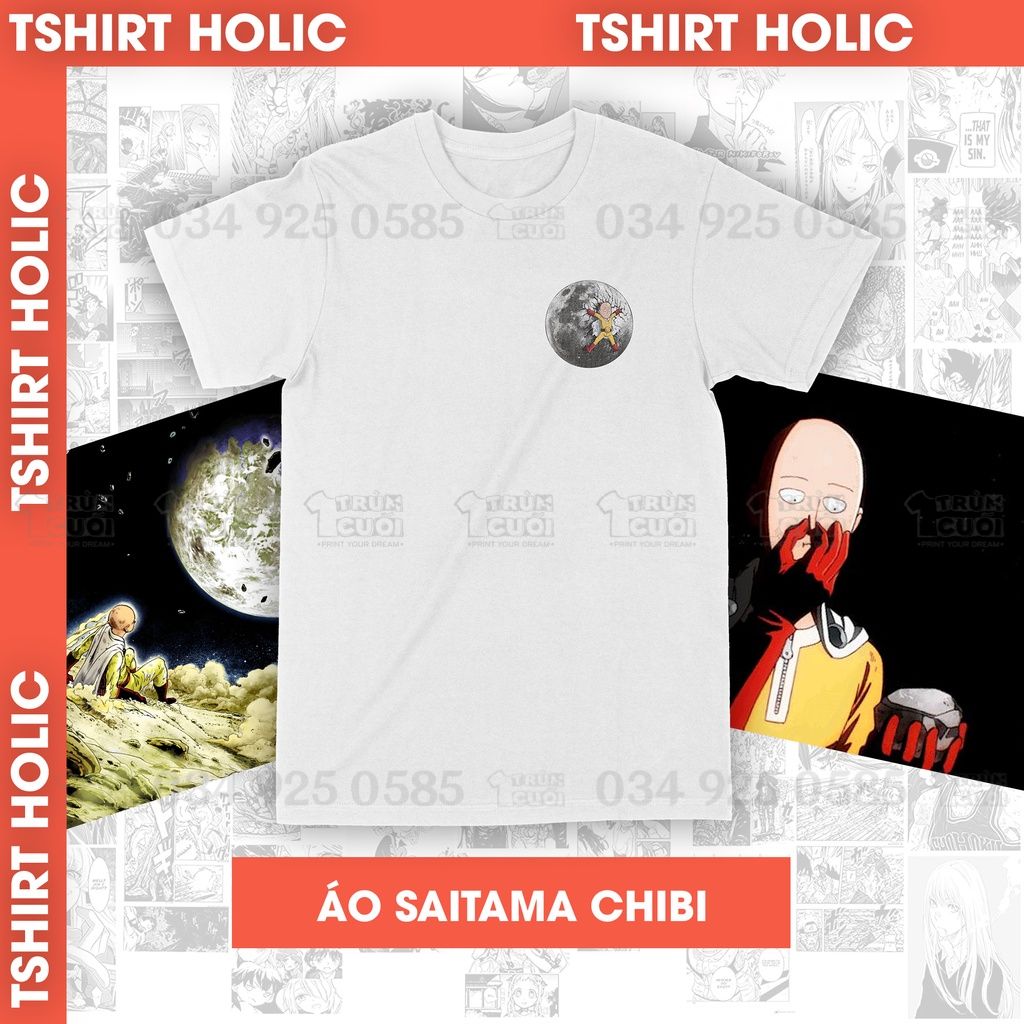  Áo thun One Punch Man: Saitama Chibi Unisex Trùm Cuối Anime, Cotton 100% 2 màu nam nữ 0009 