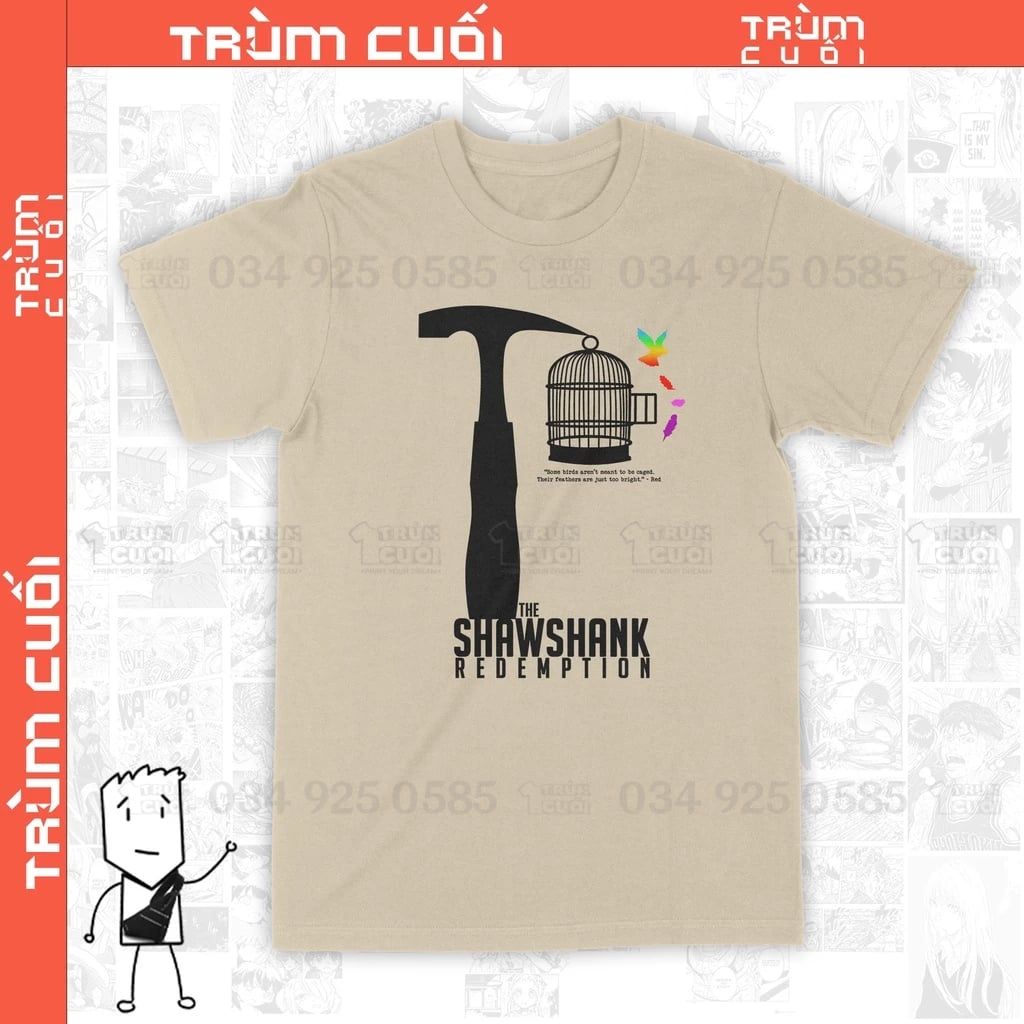  Áo thun The Shawshank Redemption - Movie Unisex Trùm Cuối Cine, Cotton 100% 2 màu nam nữ 0128 
