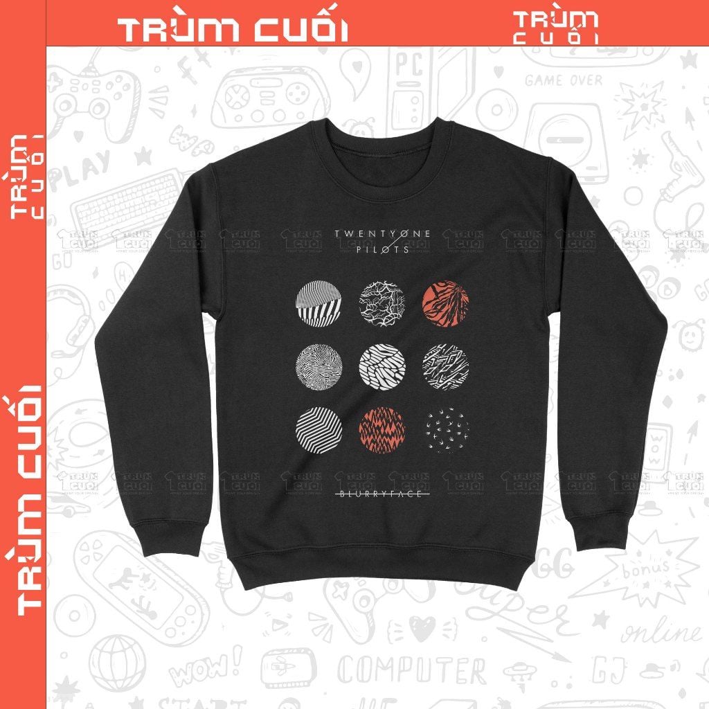  Áo Sweater Twenty One Pilots, Trùm Cuối Thần Tượng Âm Nhạc, Unisex Nỉ Bông 100% 2 màu nam nữ 