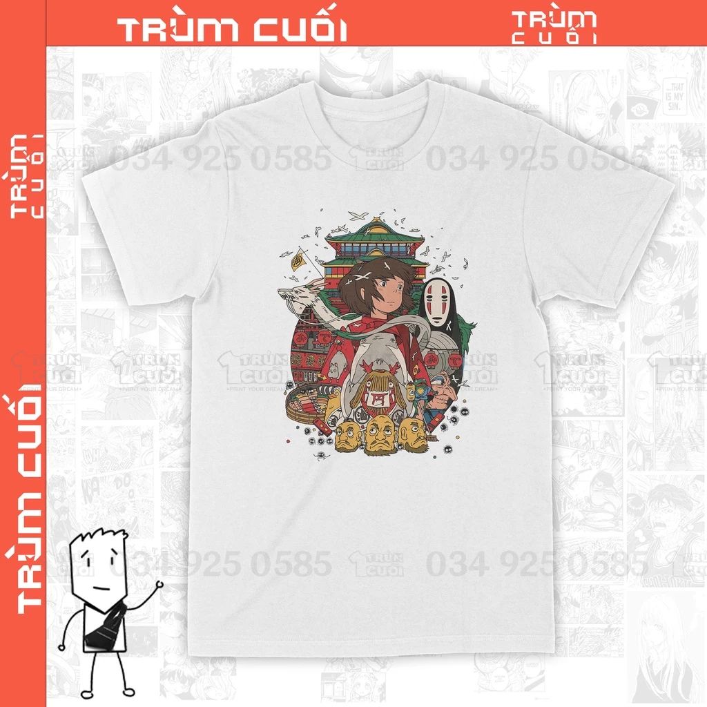  Áo thun Sprited Away - Ghibli Unisex Trùm Cuối Anime Cine, Cotton 100% 2 màu nam nữ 0104 