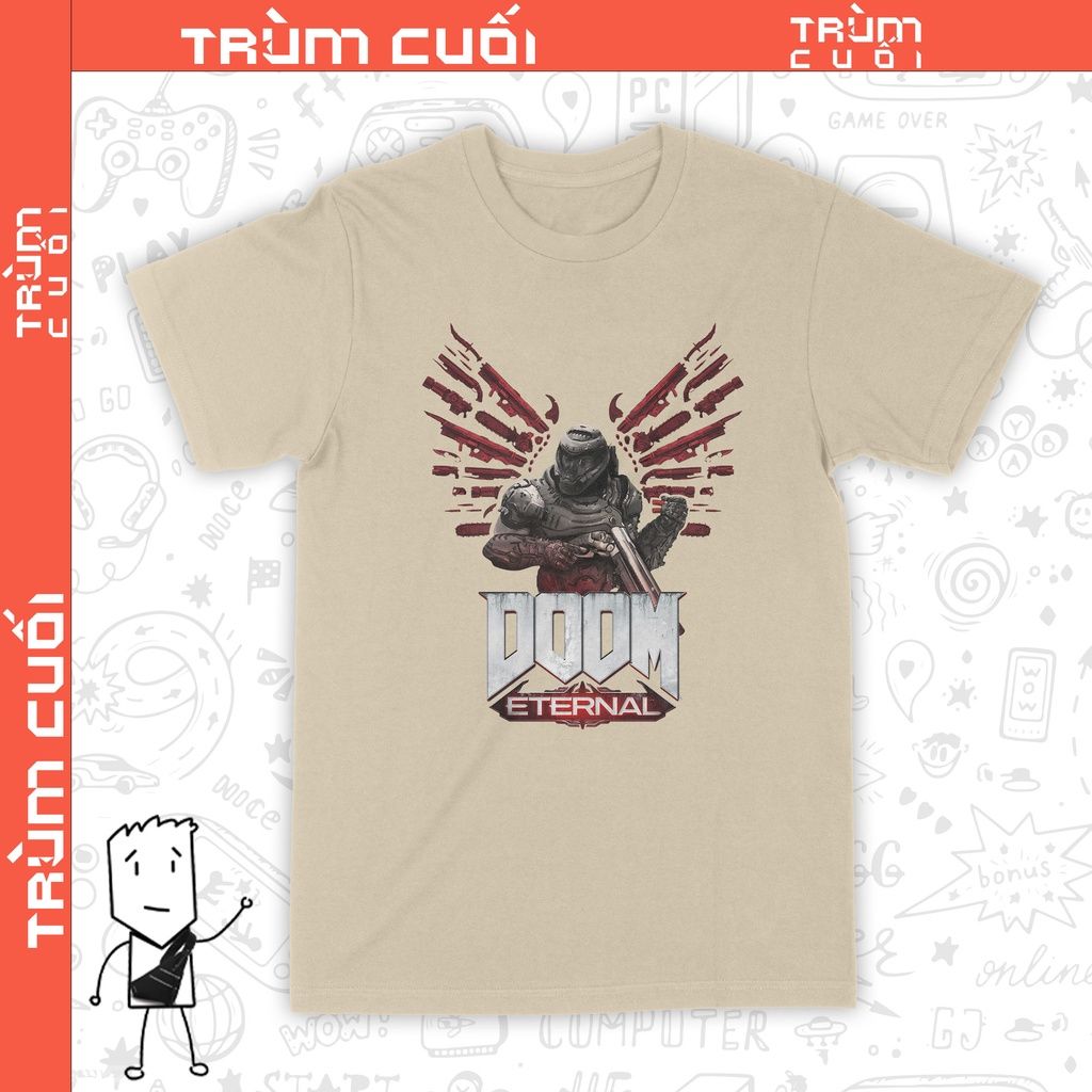  Áo thun Doom Eternal, Trùm cuối Game, Unisex Cotton 100% 2 màu nam nữ 0215 
