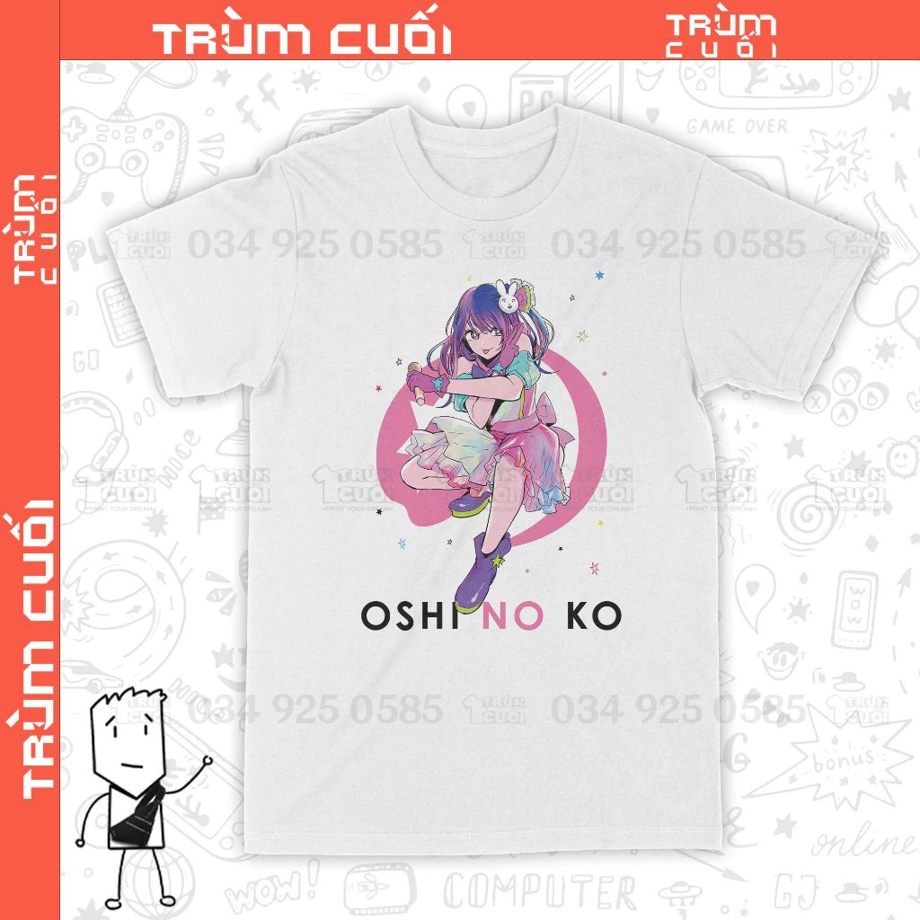  Áo thun Ai Hoshino - Oshi no Ko, Trùm Cuối Anime, Unisex  Cotton 100% 2 màu nam nữ 0271 