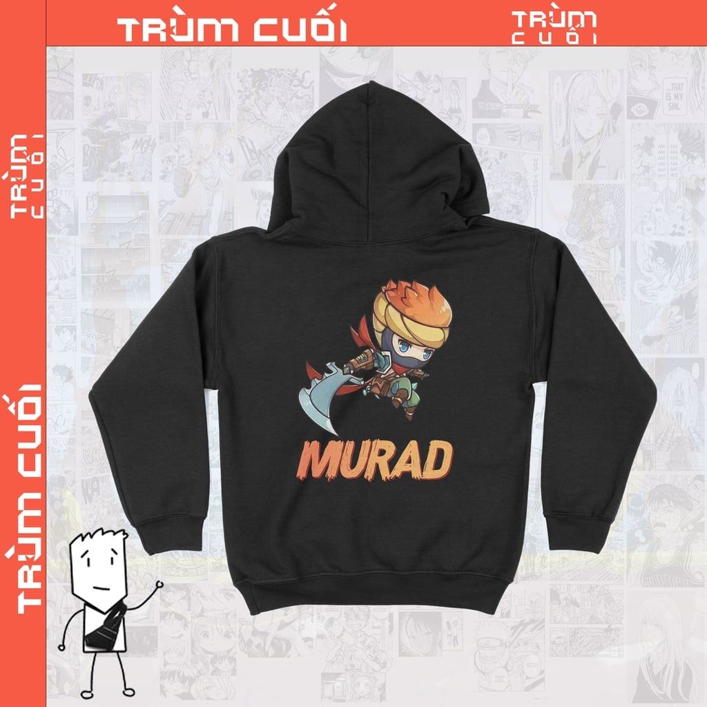  Áo Hoodie Murad chibi - Liên quân, Trùm Cuối Game, Unisex Nỉ Bông 100% 2 màu nam nữ 0029 
