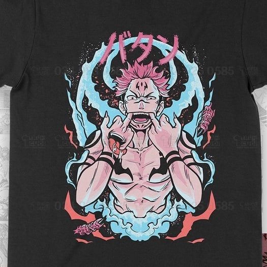  Áo thun Chú thuật hồi chiến Sukuna Unisex Trùm Cuối Manga Anime, Cotton 100% 2 màu nam nữ 0017 