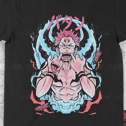  Áo thun Chú thuật hồi chiến Sukuna Unisex Trùm Cuối Manga Anime, Cotton 100% 2 màu nam nữ 0017 