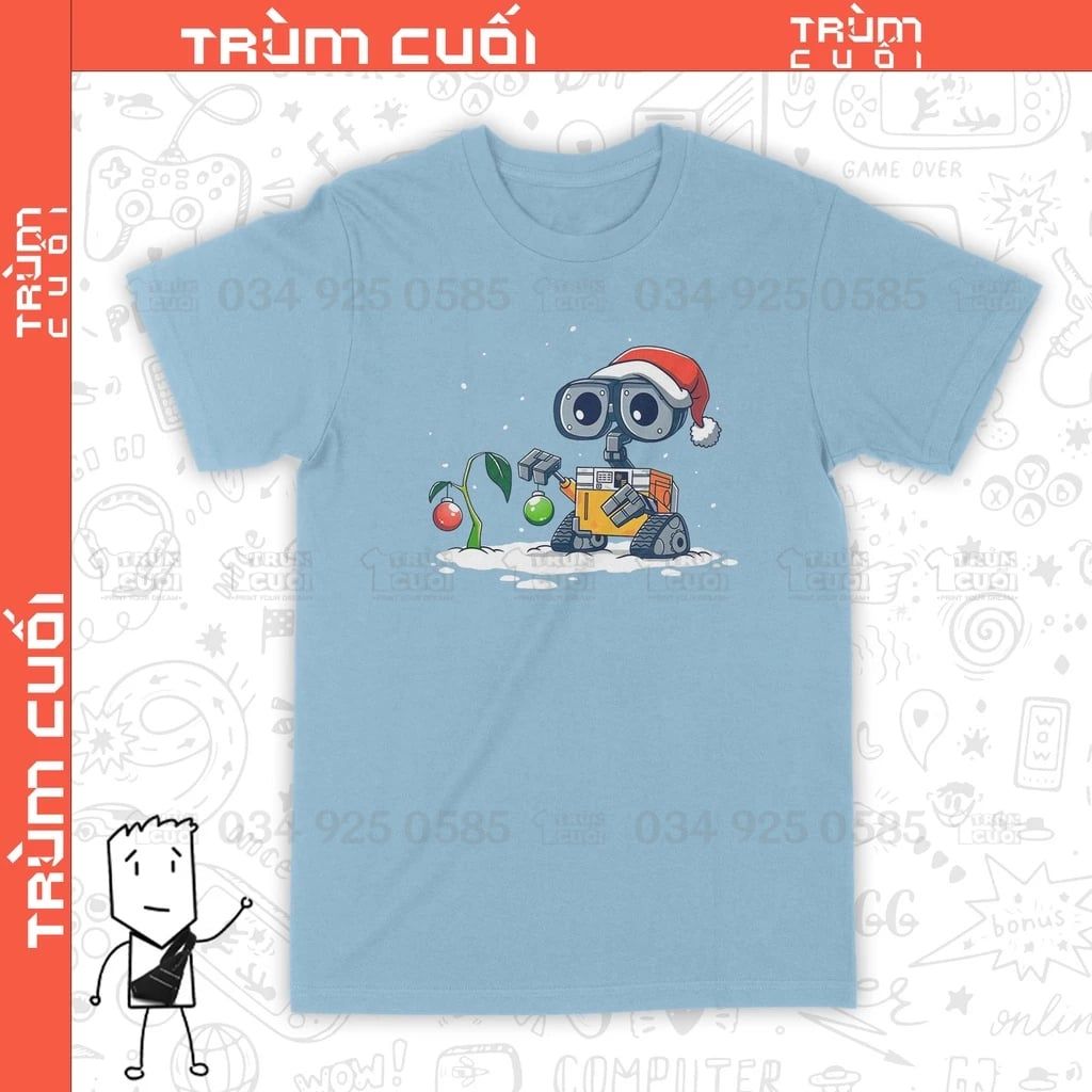  Áo thun Wall-E Giáng Sinh, Trùm Cuối Christmas Cine, Cotton 100% 2 màu nam nữ 0181 