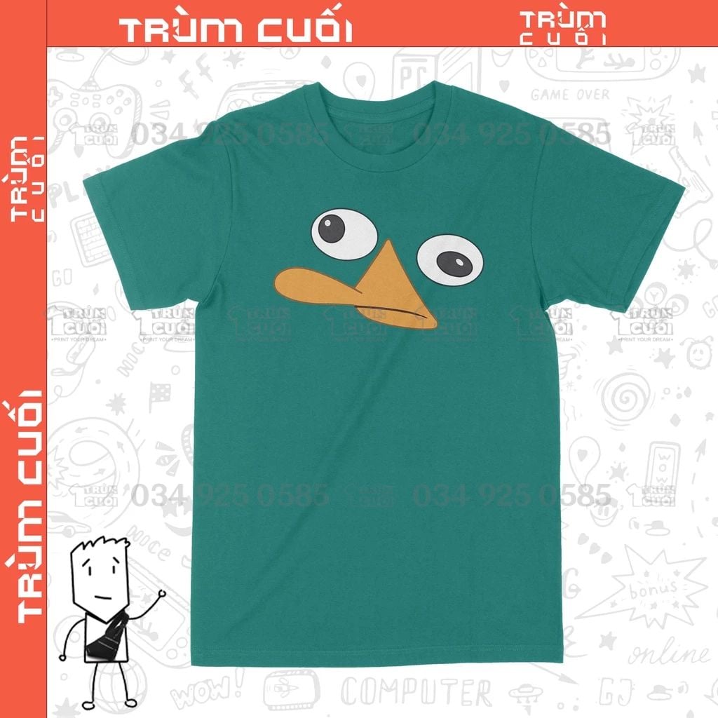  Áo thun Thú mỏ vịt Perry Unisex Trùm Cuối Cine, Cotton 100% Jadedome nam nữ 0071 