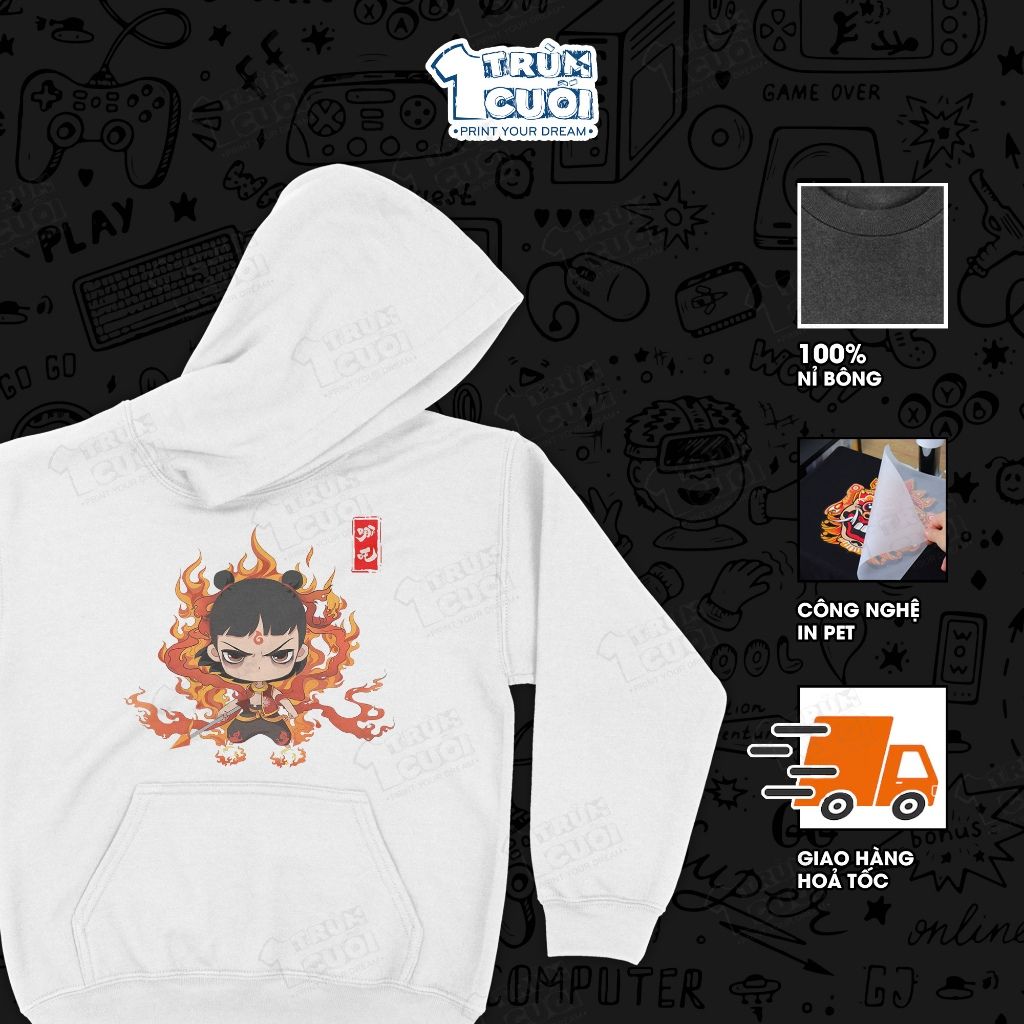  Áo Hoodie Na Tra Chibi, Trùm Cuối Cine, Nỉ Bông 100% Unisex nam nữ 2 màu 0455 