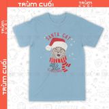  Áo thun Santa Cat, Trùm Cuối Christmas Festival, Unisex Cotton 100% 2 màu nam nữ 0381 