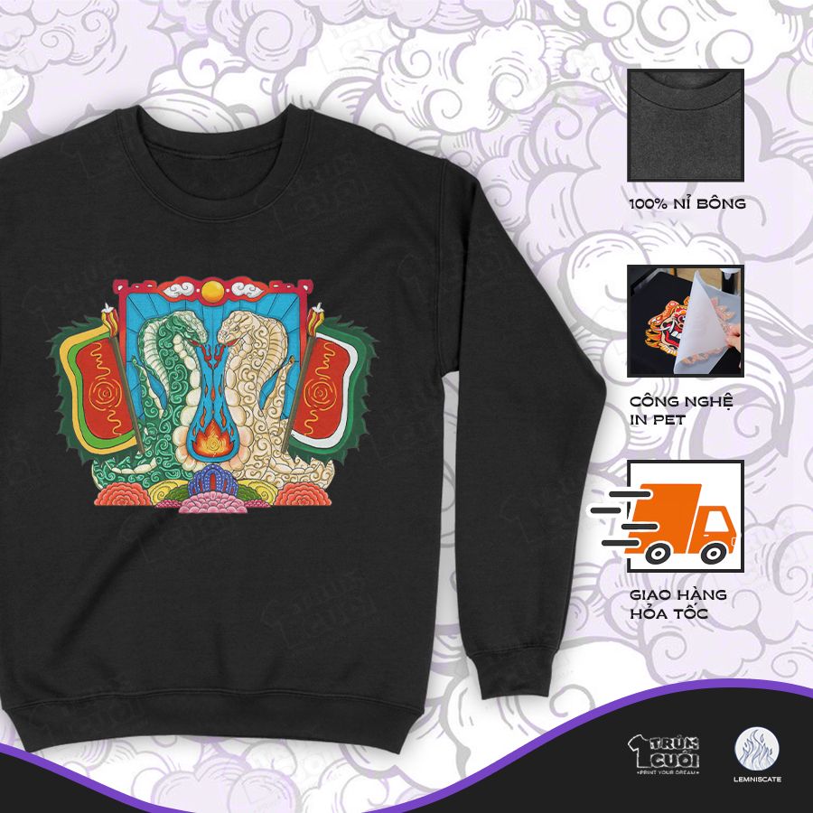  Áo sweater Quan Xà Thần - Tứ Phủ, Trùm Cuối x Đăng Hoả Chi Thần - Tết 2025, Nỉ Bông 100% Unisex 