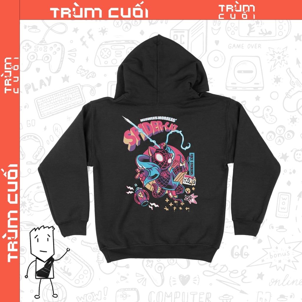  Áo Hoodie Spider Cat - Mèo Morales, Trùm Cuối Marvel Cine, Cotton 100% 2 màu nam nữ 0225 
