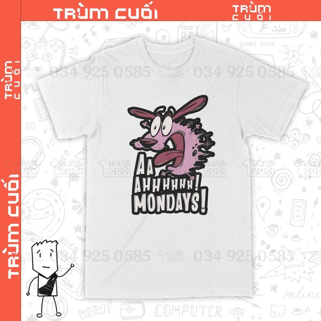  Áo thun Coward Dog, Trùm cuối Cartoon Cine,Unisex Cotton 100% 2 màu nam nữ 0210 