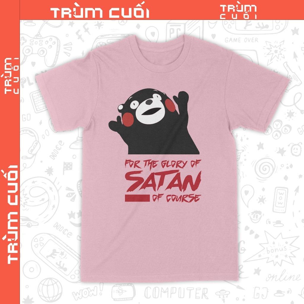  Áo thun Gấu Kumamon Satan, Trùm Cuối Meme Animal, Unisex Cotton 100% 2 màu nam nữ 0421 