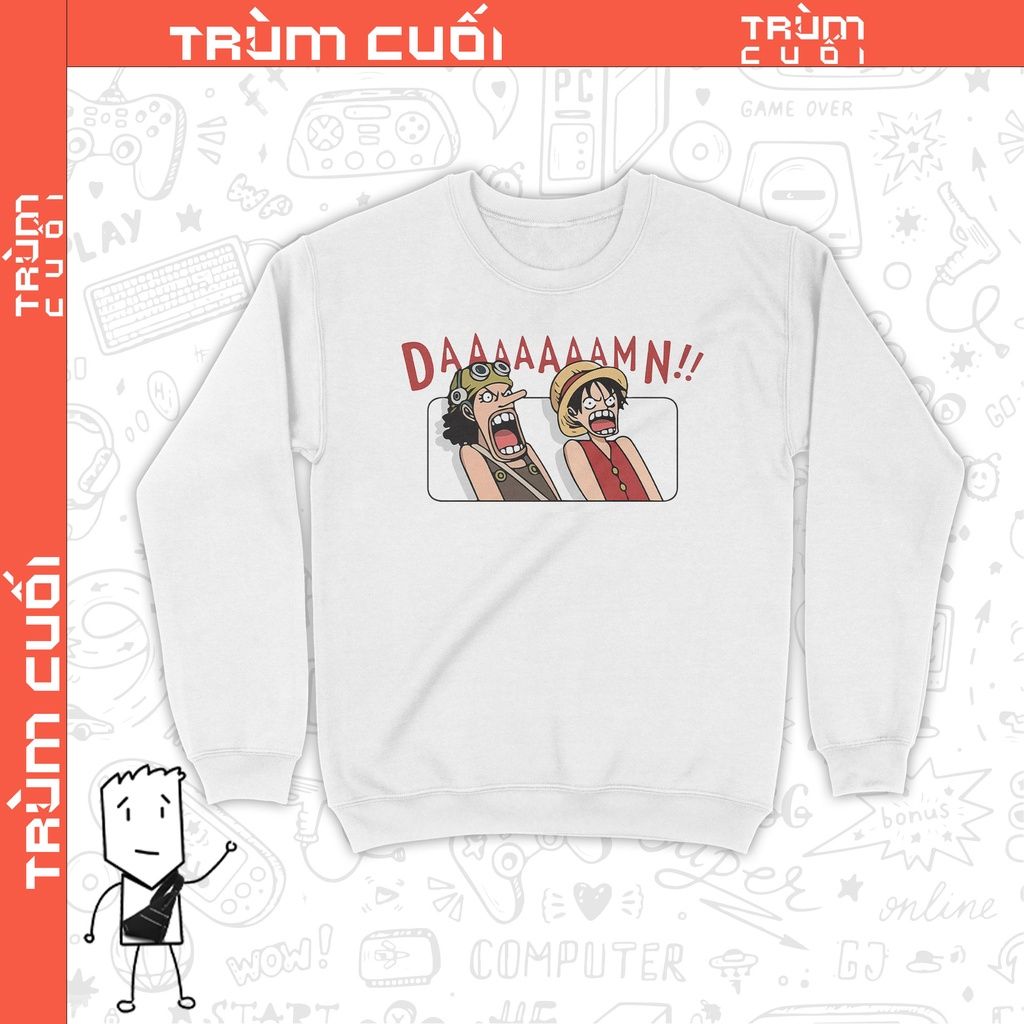  Áo Sweater Damn! One Piece, Trùm Cuối Anime Cine, Nỉ Bông 100% 2 màu nam nữ 0153 