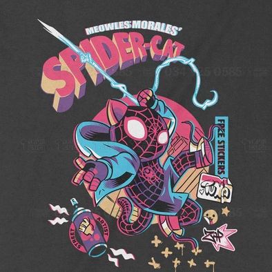 Áo thun Spider Cat - Mèo Morales, Trùm Cuối Marvel Cine, Unisex Cotton 100% 2 màu nam nữ 0225 