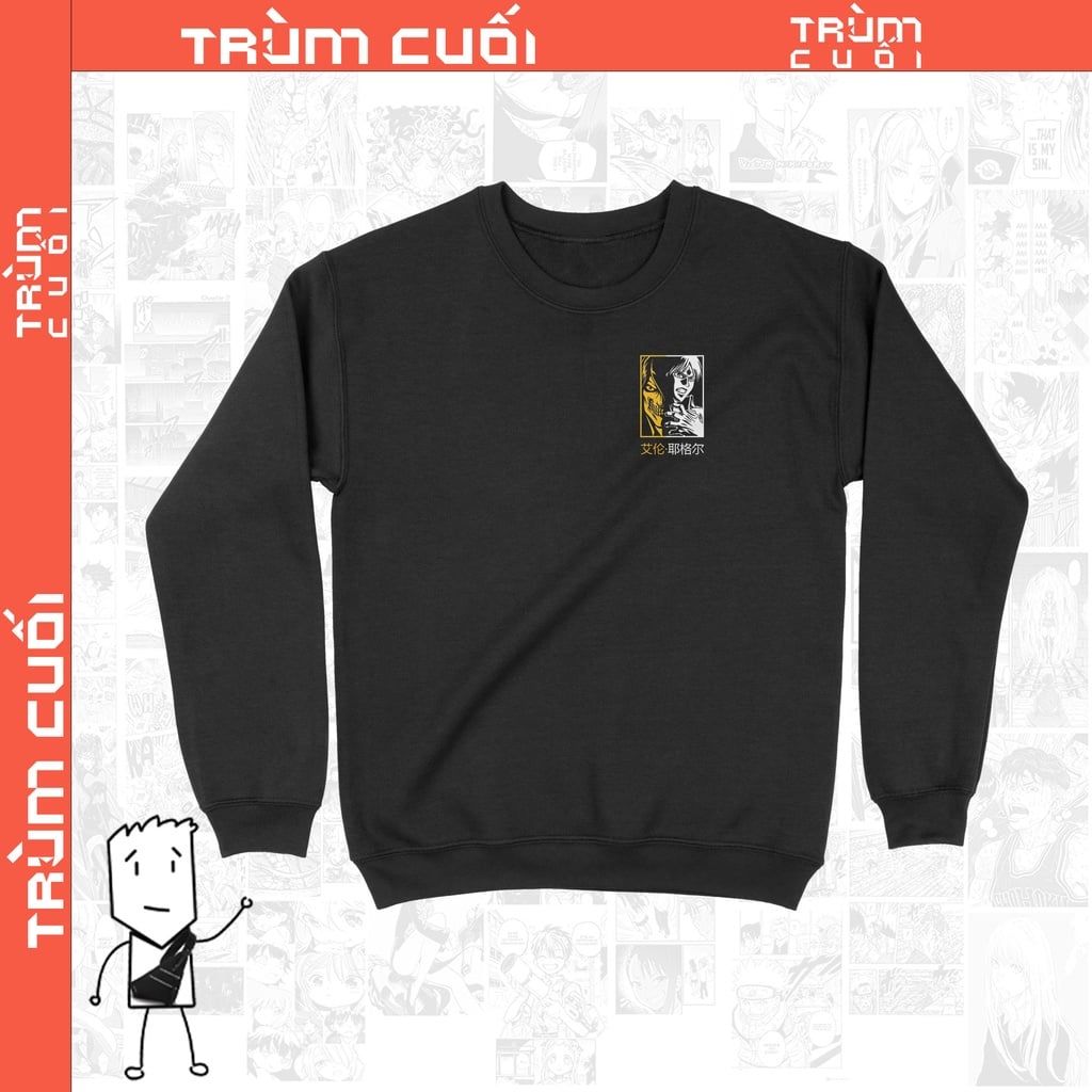  Áo Sweater Attack on Titan: Eren Yeager, Trùm Cuối Anime, Unisex Nỉ Bông 100% 2 màu nam nữ 0093 