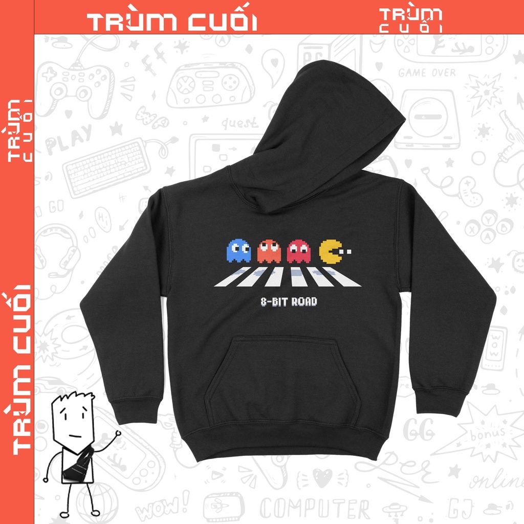  Áo hoodie 8-bit Road - Pacman, Trùm Cuối Game, Nỉ Bông 100% 2 màu nam nữ 0223 