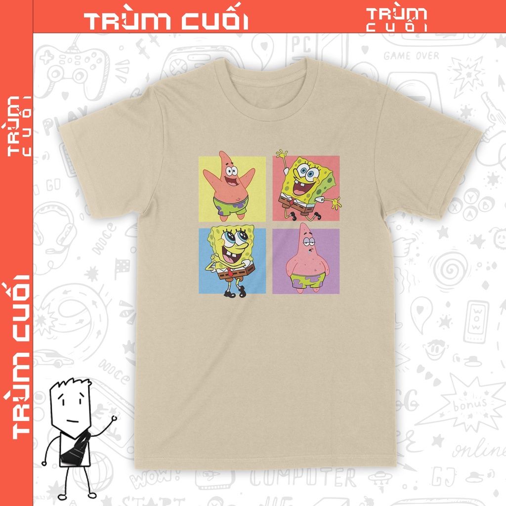  Áo thun Chú bọt biển tinh nghịch, Trùm cuối Cartoon Cine, Unixes Cotton 100% 2 màu nam nữ 0207 