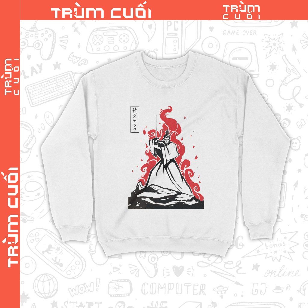  Áo Sweater phim Samurai Jack, Trùm Cuối Cine Cartoon, Unisex Nỉ Bông 100% 2 màu nam nữ 0363 