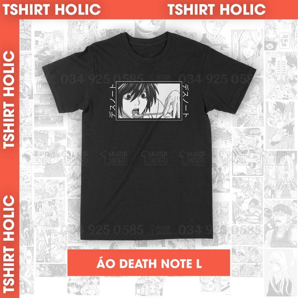  Áo thun Death Note L, Trùm Cuối Anime, Unisex Cotton 100% 2 màu nam nữ 0094 