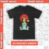  Áo thun Pikachu X Naruto, Trùm Cuối Anime, Unisex Cotton 100% 2 màu nam nữ 0049 