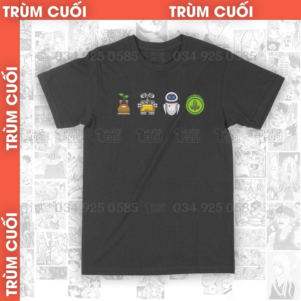  Áo thun Wall E, Trùm Cuối Cartoon, Unisex Cotton 100% 2 màu nam nữ 0037 