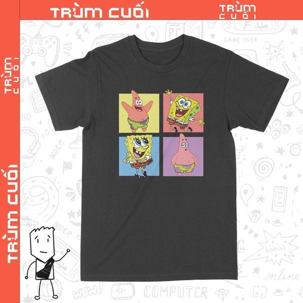  Áo thun Chú bọt biển tinh nghịch, Trùm cuối Cartoon Cine, Unixes Cotton 100% 2 màu nam nữ 0207 