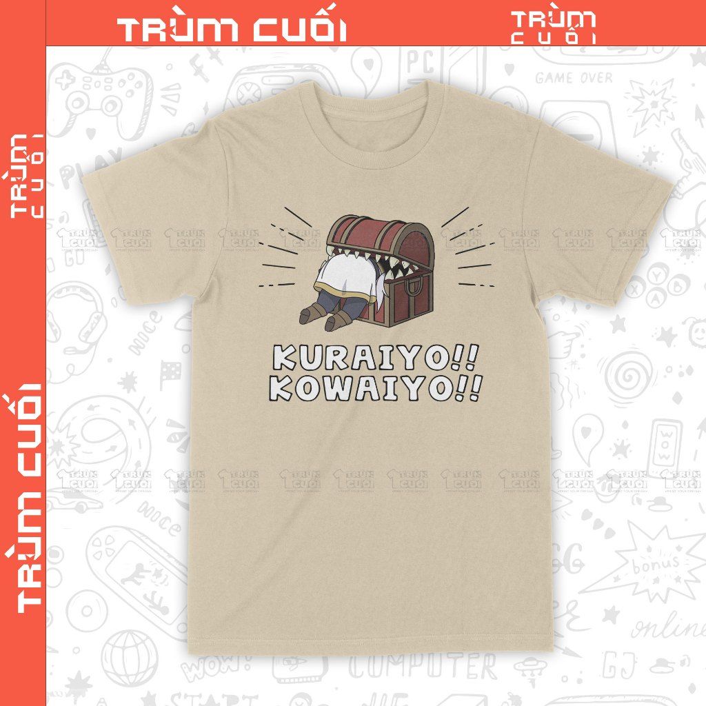  Áo thun Frienne Kuraiyo Kowaiyo - Pháp Sư Tiễn Táng, Trùm Cuối Animie, Unisex Cotton 100% 2 màu nam nữ 0407 