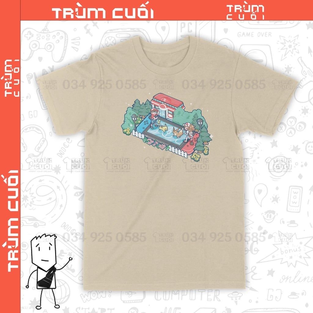  Áo thun Pokemon Switch, Trùm Cuối Game, Unisex Cotton 100% 2 màu nam nữ 0211 