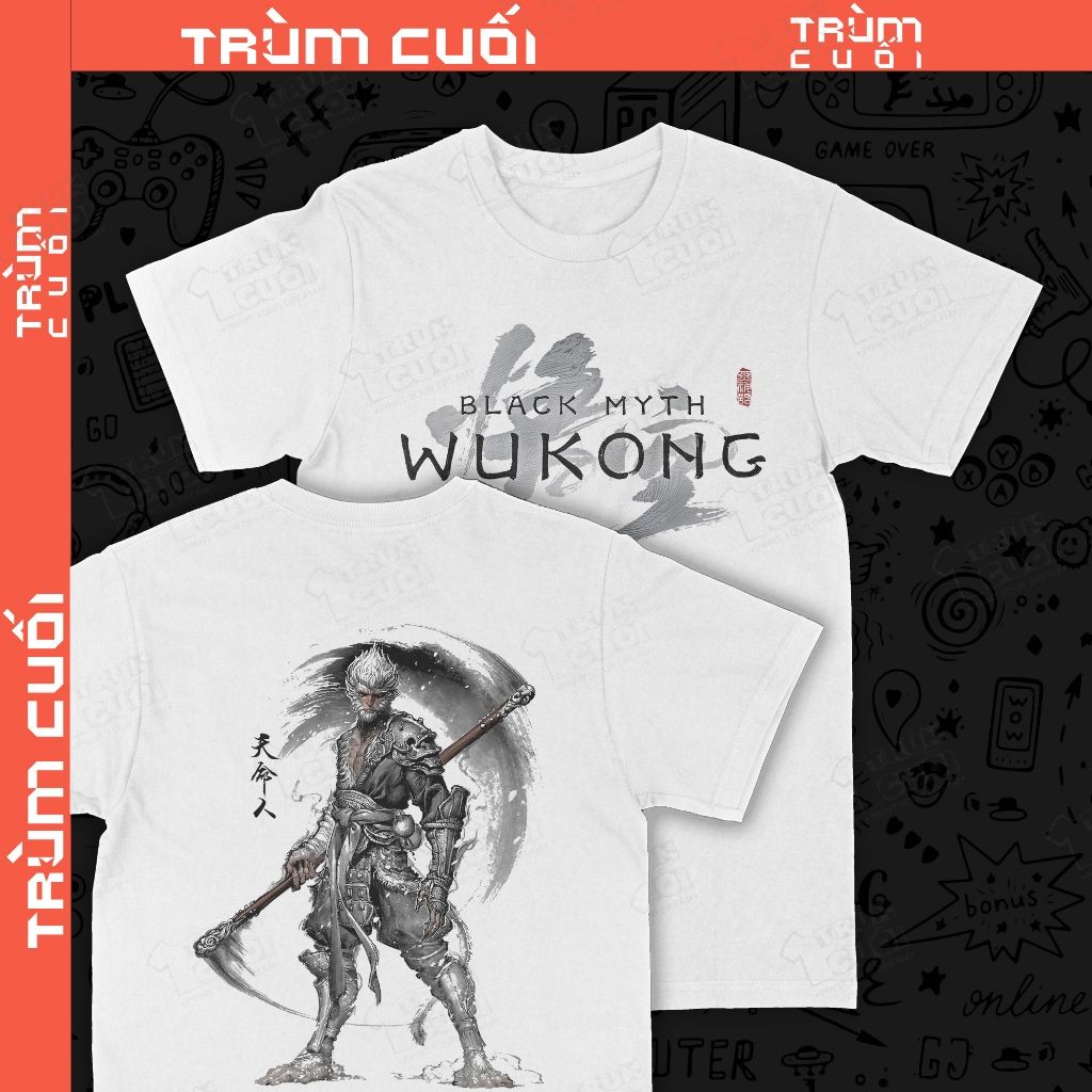  Áo thun Black Myth: Wukong - Hắc Thoại: Ngộ Không, Trùm Cuối Game, Unisex Cotton 100% nam nữ 0439 