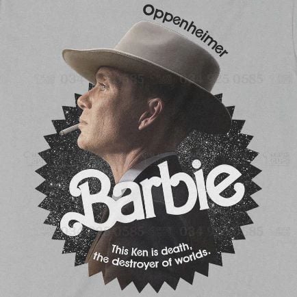  Áo thun Barbie x Oppenheimer: Chàng Ken Tử Thần Ver. ĐEN DARK, Trùm Cuối Movie Meme, Unisex Cotton 100% 0292 