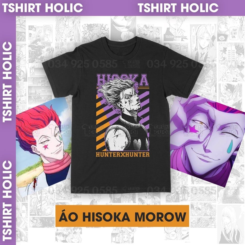  Áo thun Hunter × Hunter: Hisoka Morow Unisex Trùm Cuối Anime, Cotton 100% 2 màu nam nữ 0004 